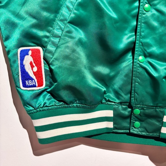 Vintage Boston Celtics Starter Jacket XL 80s 90s NBA Green Satin Bomber - Picture 9 of 16